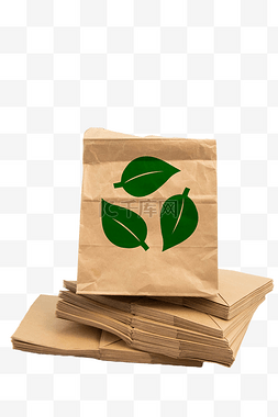 纸袋牛皮纸图片_绿色叶子图案纸袋