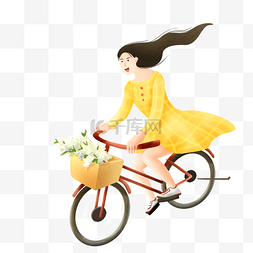 骑单车的女孩图片_漂亮的女孩骑单车免抠图