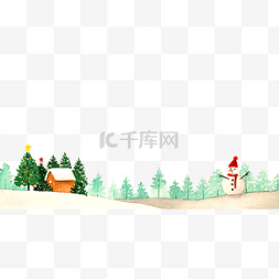 圣诞节底框雪人圣诞树