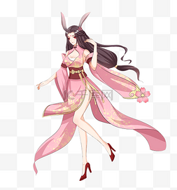 二次元美女图片_中秋节玉兔