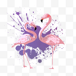 手绘水彩创意热带火烈鸟