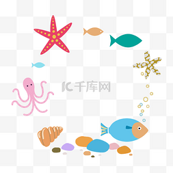 海洋动物章鱼边框