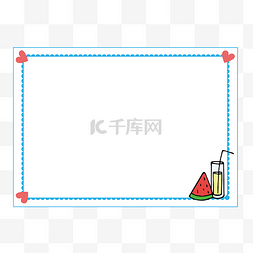 夏日可爱简约蓝色花边矢量边框