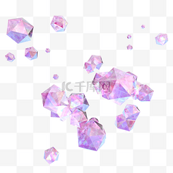3d宝石图片_立体金属渐变粉色宝石C4D不规则几
