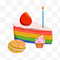草莓彩虹三角蛋糕