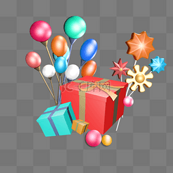 任何图片_C4D生日宴会装饰品气球糖果包装盒
