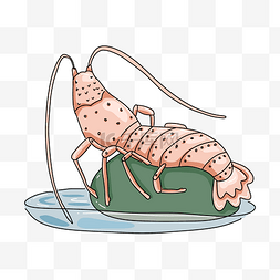 龙虾美食卡通插画