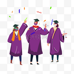 毕业生帽图片_手绘紫色毕业生庆祝插画