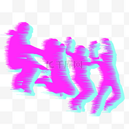 紫色蓝色炫酷跳跃人物剪影