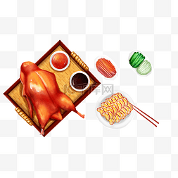 脆皮肠手绘图片_美食北京烤鸭组合