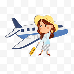 坐飞机度假旅行的女孩