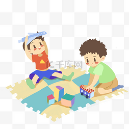 坐在书桌前学习图片_儿童节坐在地毯上玩游戏的男孩