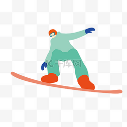 扁平冬季滑雪人物