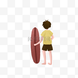 卡通男孩在玩滑板免抠图