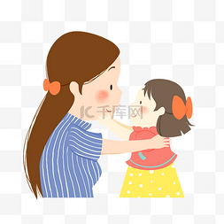 幸福时光图片_母亲节卡通手绘妈妈女儿亲子互动