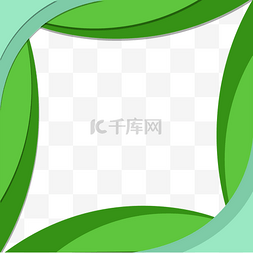 剪纸风绿色简约方形边框