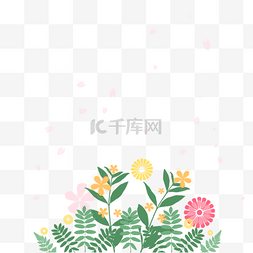 花卉植物图片_手绘绿叶花卉植物