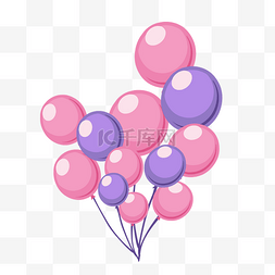 卡通气球粉色图片_粉色紫色气球