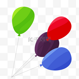 绳子绿色绳子图片_卡通彩色的气球免扣图