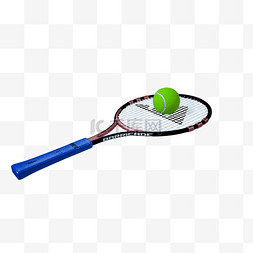网球蓝色网球拍体育用品绿色小球