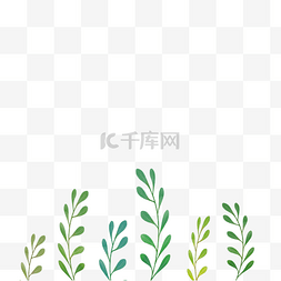 图案花图片_绿色叶子手绘植物绿叶花草夏天