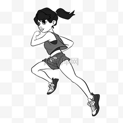 卡通漫画小人图片_欧美黑白慢跑健身装饰