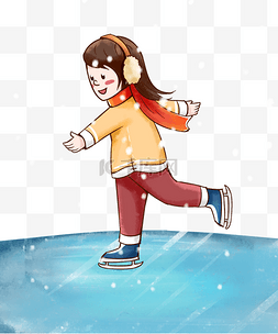 节气小寒小女孩滑冰