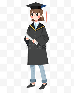 穿学士服的图片_毕业季穿学士服的女孩卡通毕业照