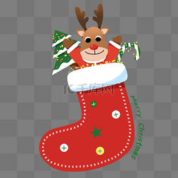 圣诞节圣诞袜里可爱的麋鹿