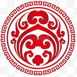 中国风红色圆形纹理图案