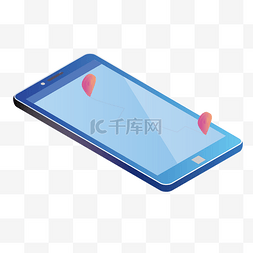 蓝色圆角科技手机定位元素