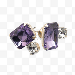 耳钉图片_紫色钻石耳钉
