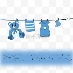 蓝色晾衣绳插画