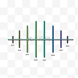 时间进度轴图片_时间轴七彩直线梭形时间轴数字