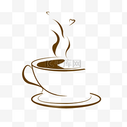 咖啡豆杯图片_手绘咖啡热气剪影元素