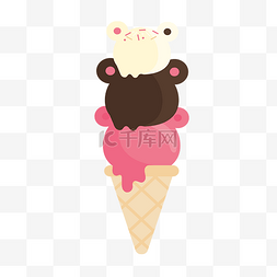 甜点小图片_三色球小熊冰淇淋