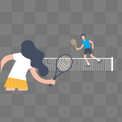 双人打网球