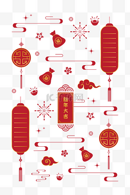 底纹灯笼图片_新年古典中国风底纹