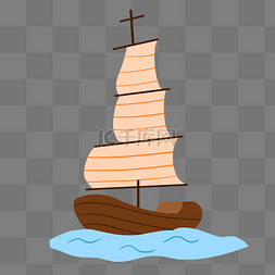 木制海上帆船图案