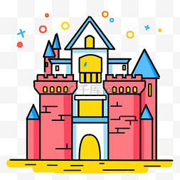 红色城堡建筑插画
