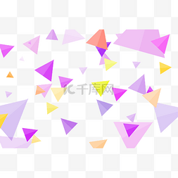 紫色三角点缀漂浮素材