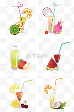 夏日果汁冰饮与水果