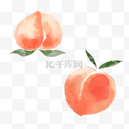 水蜜桃图片_手绘风水彩桃子水蜜桃