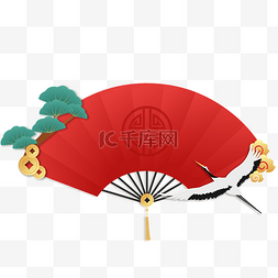 仙鹤中国风边框图片_新年春节扇形边框