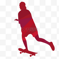 滑滑板红色剪影