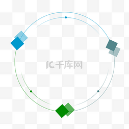 蓝绿几何色块圆形边框