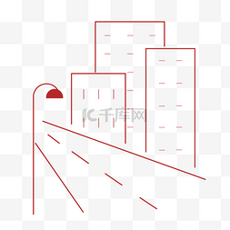 城市图片_城市建筑线条线稿路灯大楼