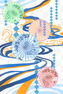 日式雨伞图片_和风雨伞底纹