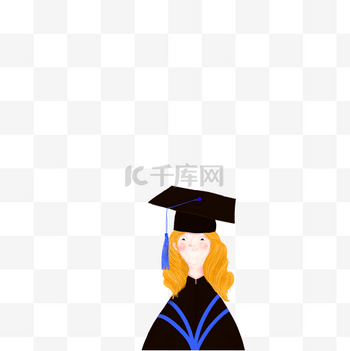 卡通头像毕业女生图片素材卡通穿着学士服毕业的女生免扣图