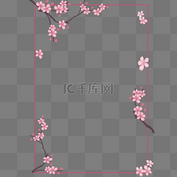 樱花飘落图片_红色方形樱花边框